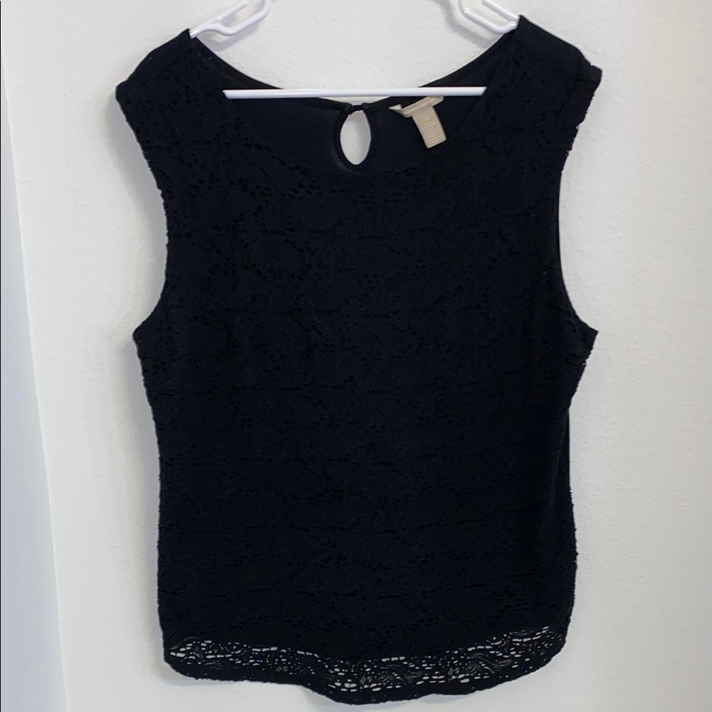 Banana Republic Black Lace Sleeveless Top Size XL